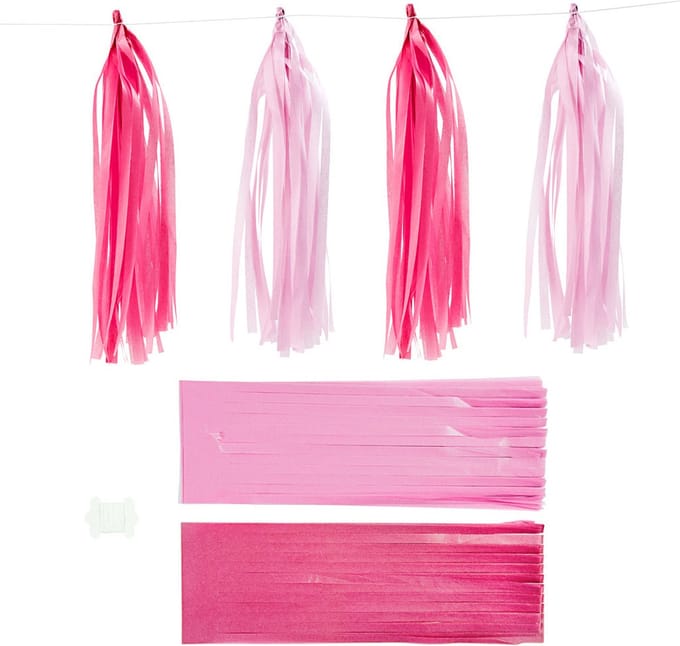 Tassels, afm 12x35 cm, roze, lichtrood, 12 stuk/ 1 doos