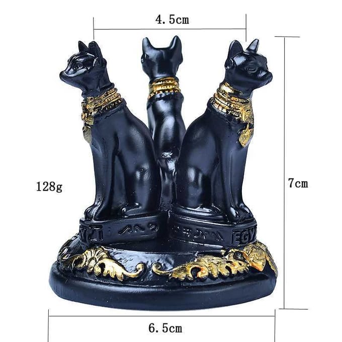 1 stuks diffuser Kat Kristallen Bol Standaard Katten Vorm Sfeer Houder Drievoudige Egyptische Display Basis Hars Figuur Standbeeld Kantoor Huisdecoratie black