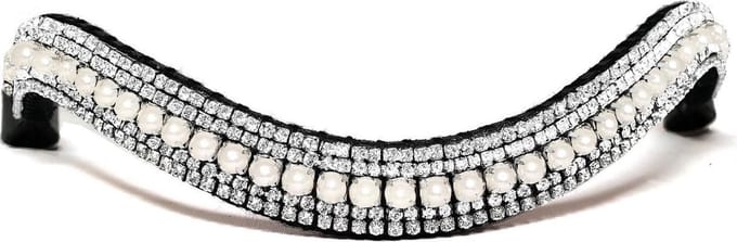 Frontriem Crystal & Pearl/Shet