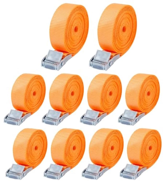 Spanbanden Set - Sjorbanden - Bagage Vervoer - Met Klemsluiting - 10 stuks 4 meter - Oranje