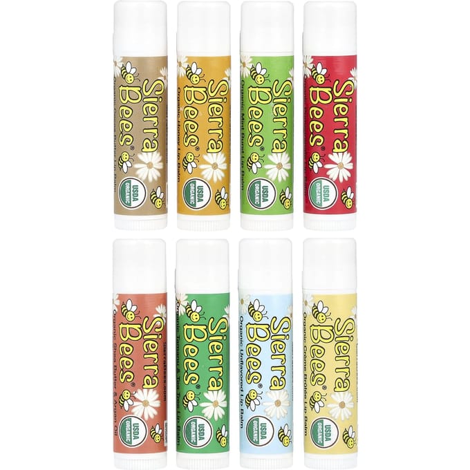 Sierra Bees, organic lip balm combo pack, 8 packs, 4.25 g (15 oz) each beige