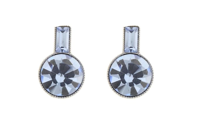 Behave - Dames oorstekers blauw met steen - Feestelijk accent - 1,5 cm