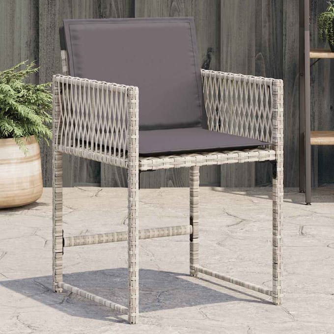 vidaXL - Tuinstoelen - 4 - st - met - kussens - poly - rattan - lichtgrijs