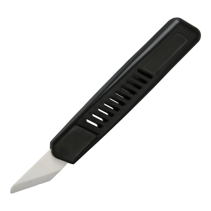 Leren Mes Keramisch Lemmet Plastic Handvat Compact Licht Duurzaam Leer Slijpmes voor Snijden black