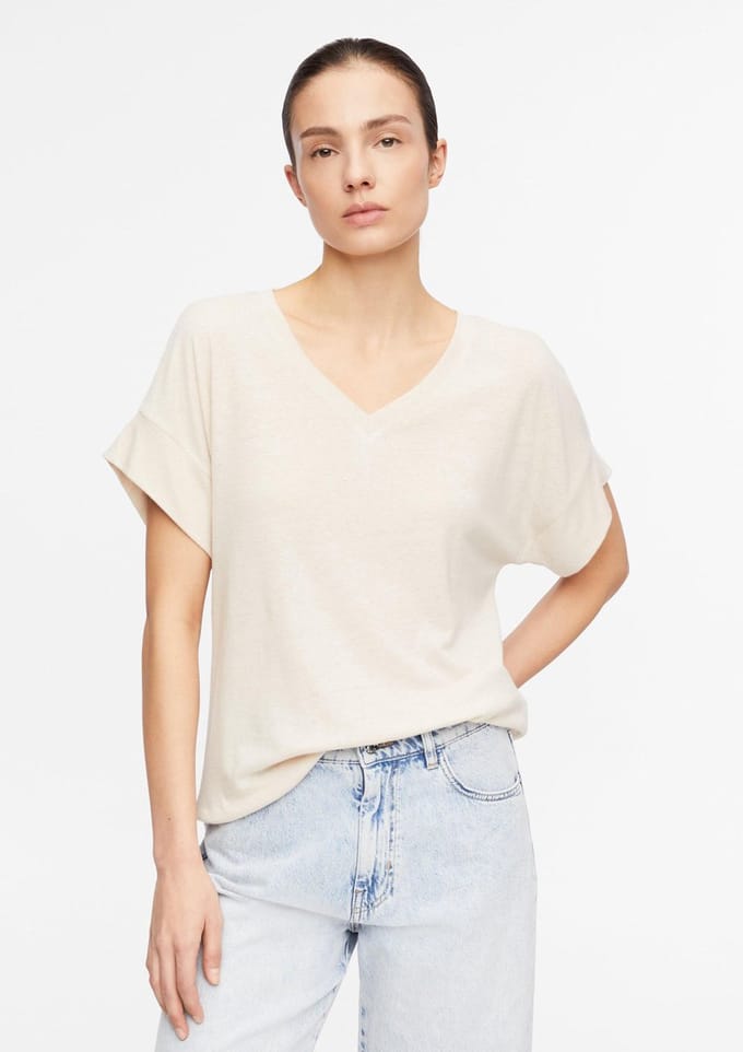 V-hals T-shirt casual met raglanmouwen dames COMMA