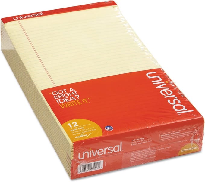 Universeel Schrijfblok 40000 Vellen - Geperforeerde Rand - Liniaal & Marge - Geel