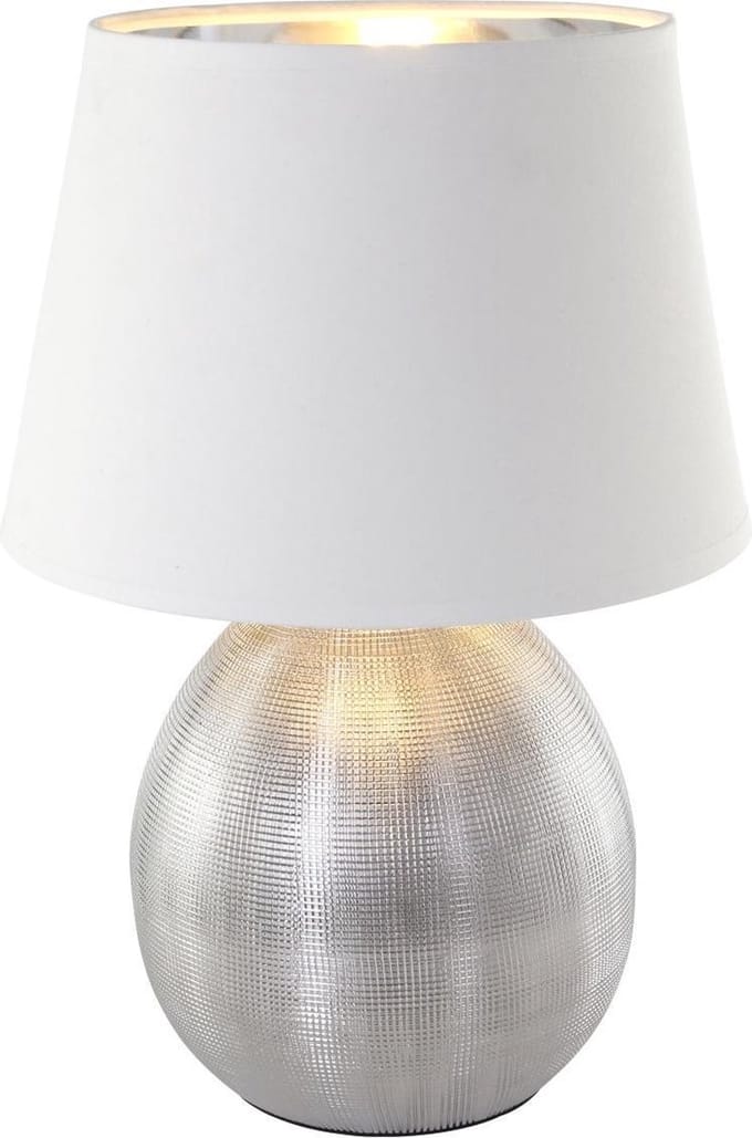 REALITY LUXOR - Tafellamp - Zilver - excl. 1x E27 4,9 W - Snoerschakelaar