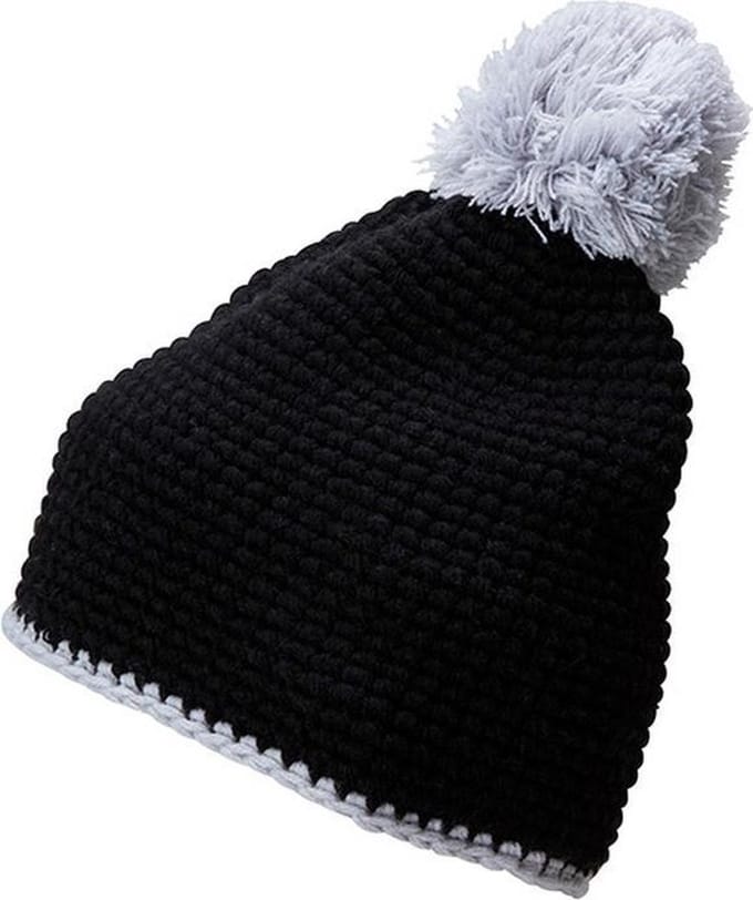 Myrtle Beach - Unisex Contrasterende Gestreepte Muts met Pompom (Zwart/Grijs)