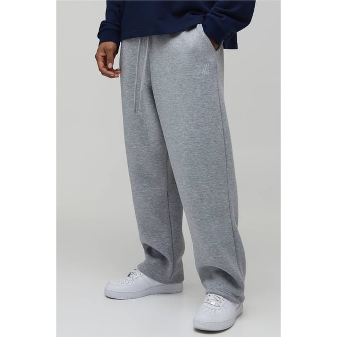 Baggy BM Scroll Barrel Fit Joggers | Grey Marl | Size Medium