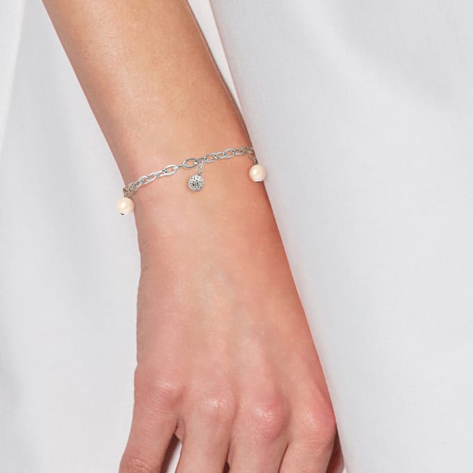 Breloques Bracket Freshwater Water Cultuur Kralen en Crystal Preciosa Silver 925