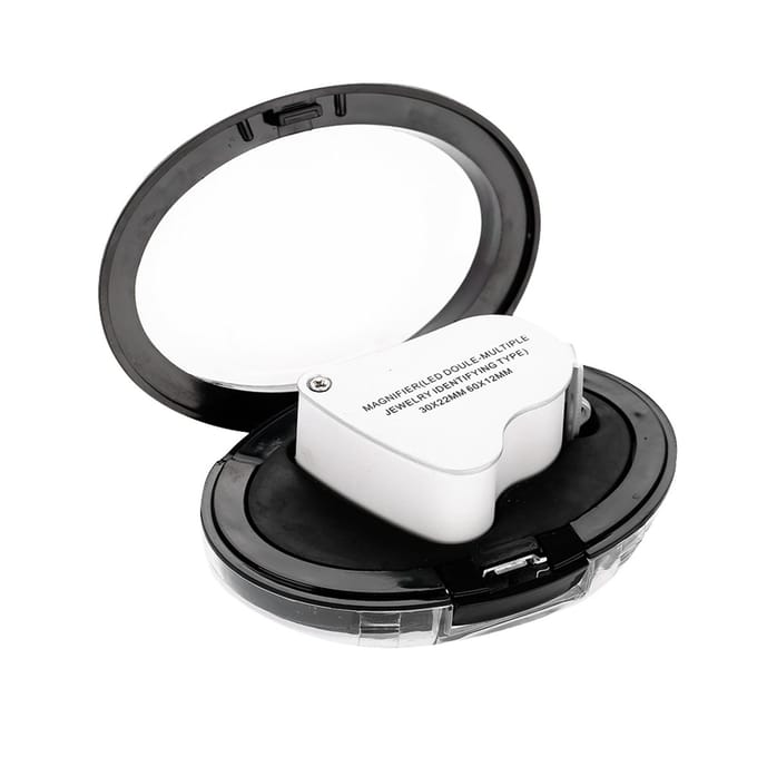 30X 60X Dubbele Lens Draagbare Vergrootglas Zakvergrootglas met LED voor Sieraden Controle