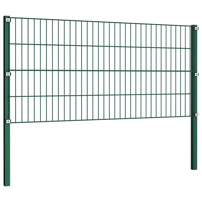 vidaXL - Schuttingpaneel - met - palen - ijzer - 176,5x80 - cm - groen
