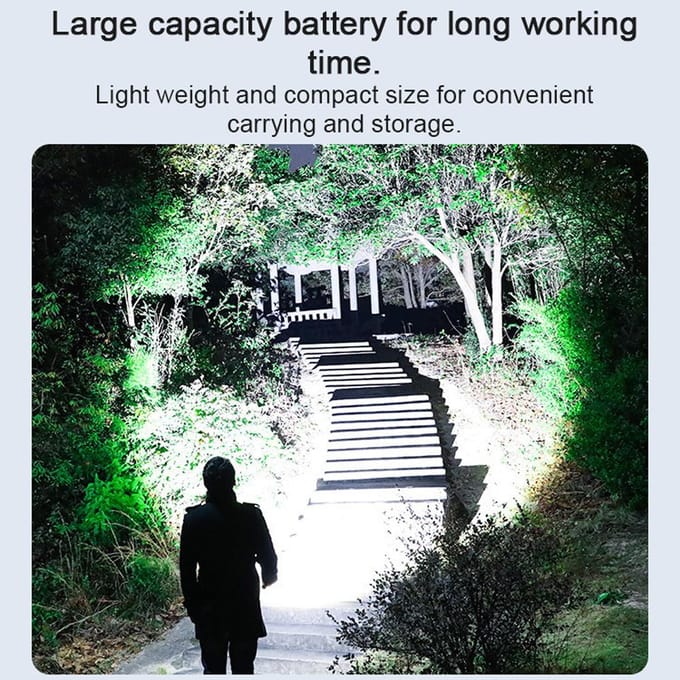 Dubbele lichtbron Zaklamp Draagbaar Hoge helderheid Licht Buiten Telescopisch Scherpstellen Verstelbaar zilver