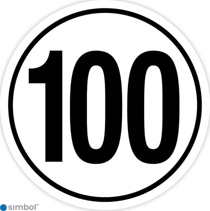 Simbol Tempo 100 km sticker - Voor caravan & camper - Duurzame kwaliteit