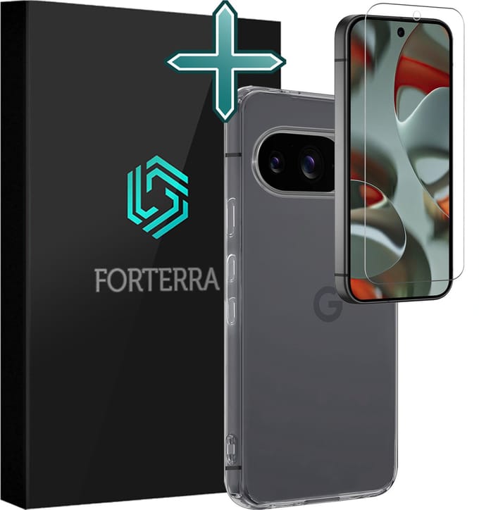Hoesje Met Screenprotector - Geschikt voor Google Pixel 9 - Sterk & Shockproof - Telefoon Hoes - Back Cover - Siliconen Case - Transparant