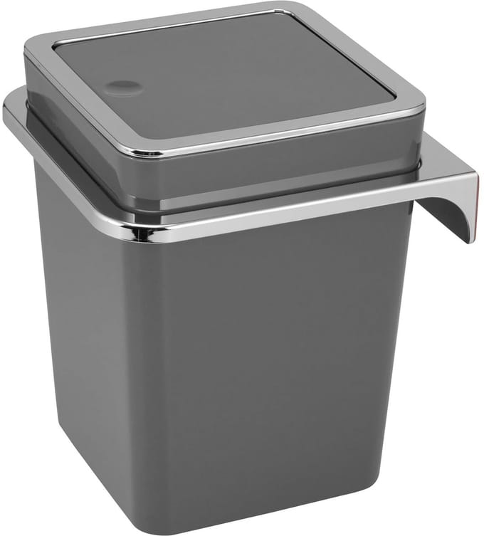 Cosmetica Afvalemmer met Klapdeksel en Wandhouder - 6 Liter Grijs