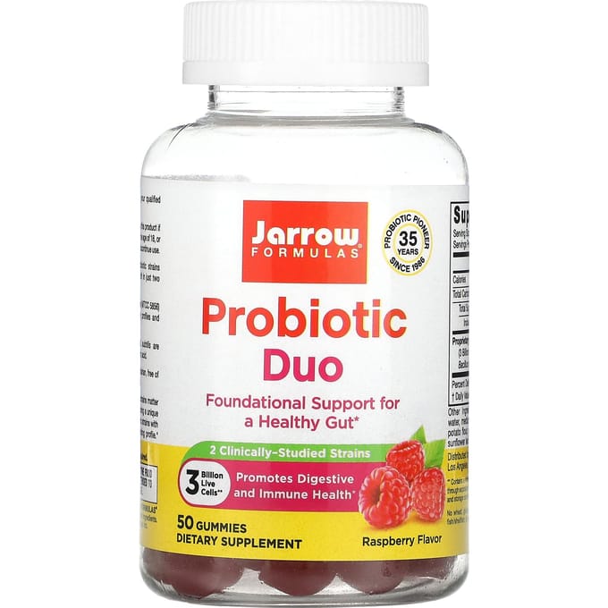 Jarrow Formulas, duo probiotique, framboise, 3 milliards, 50 gommes