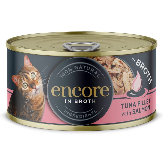 16x 70g Encore Blik Tonijnfilet en Zalm Kattenvoer Nat