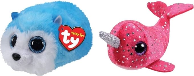 Ty - Knuffel - Teeny Ty's - Slush Husky & Nelly Narwhal