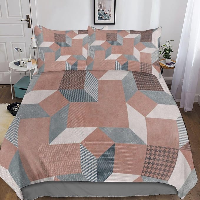 Patchwork 3D Print Bedding Soft Microfiber Set Duvet Covers Sets With Pillowcases Bed Linen Plaid Patchwork Textures Quilt Covers Home Textile Comforter Cover with Zipper Closure Double（200