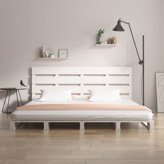 vidaXL - Bedframe - zonder - matras - massief - grenenhout - wit - 200x200 - cm