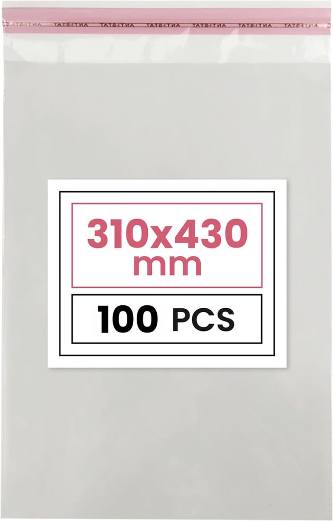 Plastic zakjes met plakstrim - 31x43 cm - transparant - 100 zakken