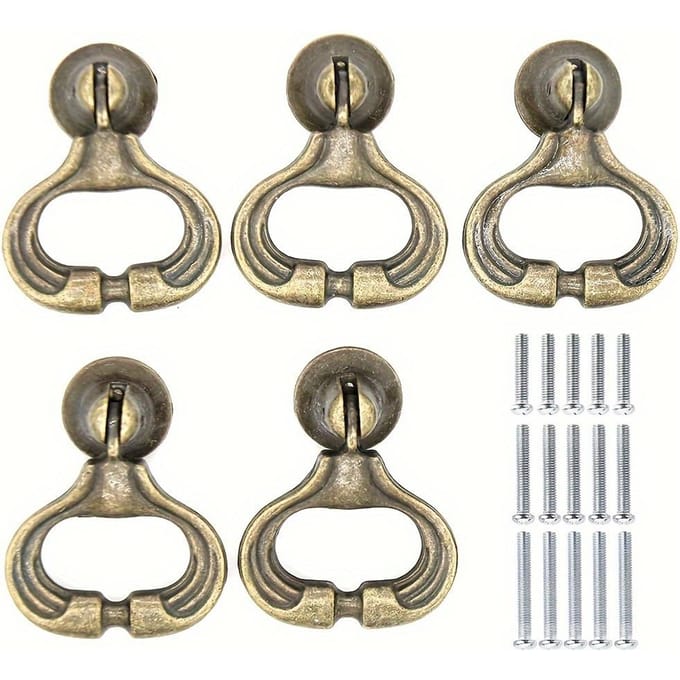 5 Stuks Vintage Zinklegering Hanger Ringtrekkers Ladekast Commode Trekkers, Druppelgreep Knoppen (Enkel gat met drie maten schroeven) 5pcs