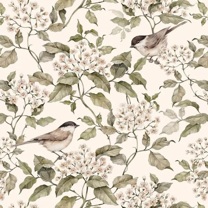 Baby behang Dekornik Birds And Beige Spring