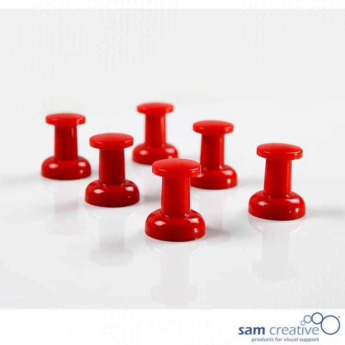 Sam Creative Whiteboard Magneten - Prikbord Jumbo Pins - 20mm - Rood - 6 stuks