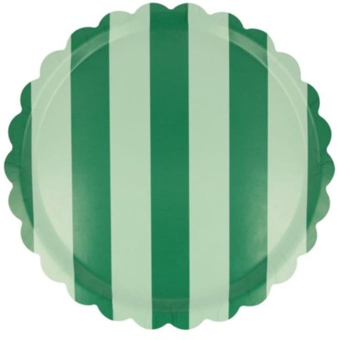 Meri meri kerst - dienblad, 30,8 x 30,8 cm, groen & mint strepen