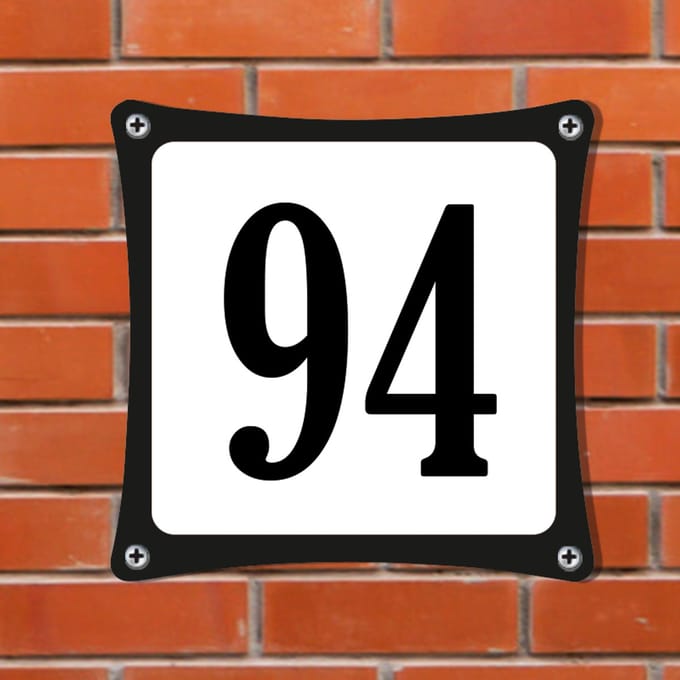 Decoporta Huisnummerbord Emaille-Look - Nummer 94 - Standaard - 10 x 10 cm | incl. schroeven