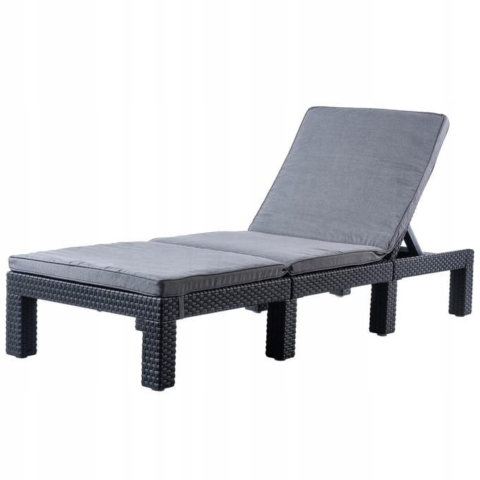 Chaise longue de jardin avec matelas réglable et pliable pour piscine et terrasse gris