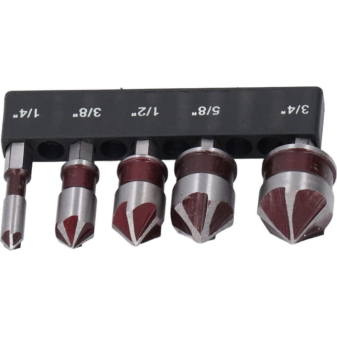 Verzinkboor Set 14 38 12 58 34in 5 Fluiten 14in Zeskantschacht voor Hout Elektrische Boormachine Onderdelen