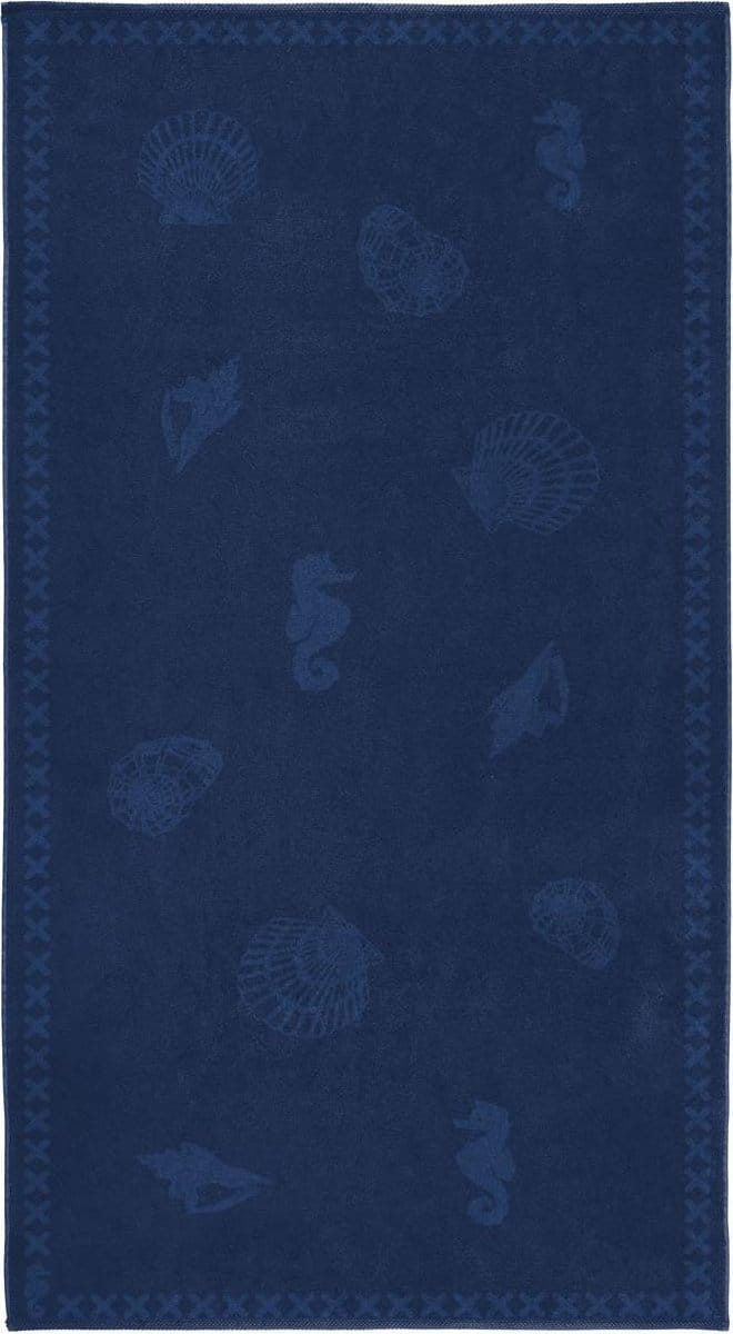 Seahorse Shells - Strandlaken - 100 x 200 cm - Navy