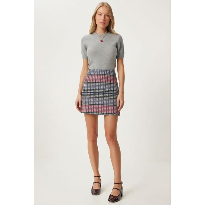 Hoge Taille Mini A-Lijn Ruitenrok