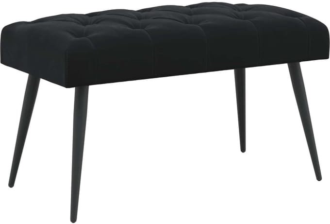 vidaXL - Bank - met - knopen - tufting - Zwart - 80 - x - 40 - x - 46 - cm - Fluweel