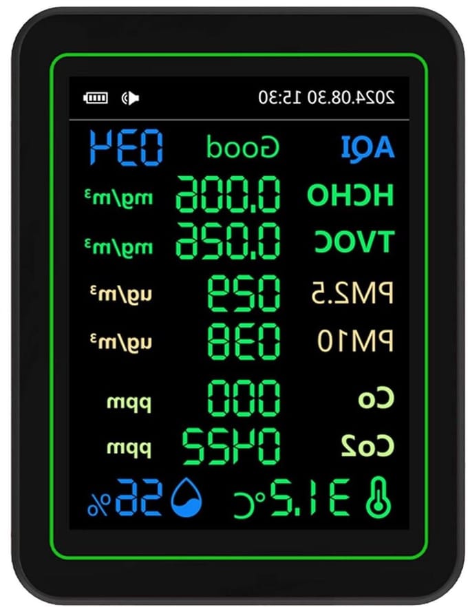 Luchtkwaliteitstester - Binnenluchtmonitor - Gezond Leven - Realtime Metingen - 2000mAh Batterij - Zwart