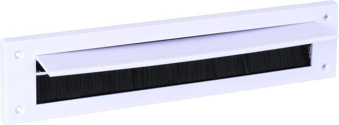 Interne brievenbus tochtuitsluiter met borstels en klep - wit PVC - brievenbusklep