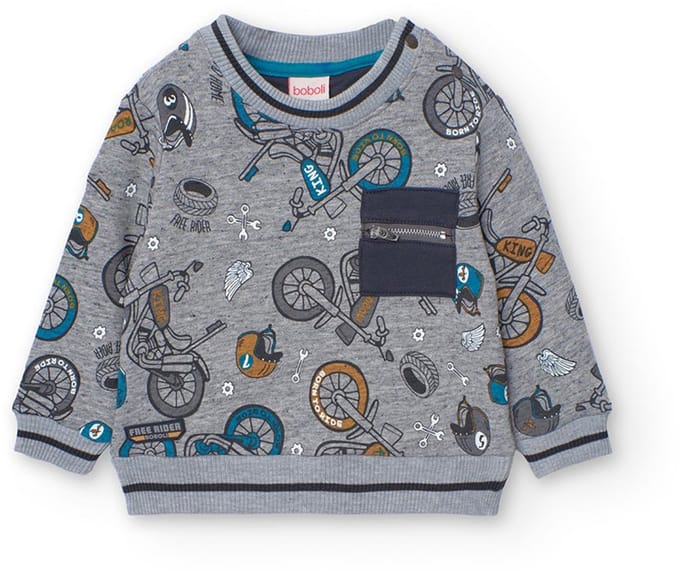 Boboli Fleece Printed Trui Grijs 24 Months Jongen