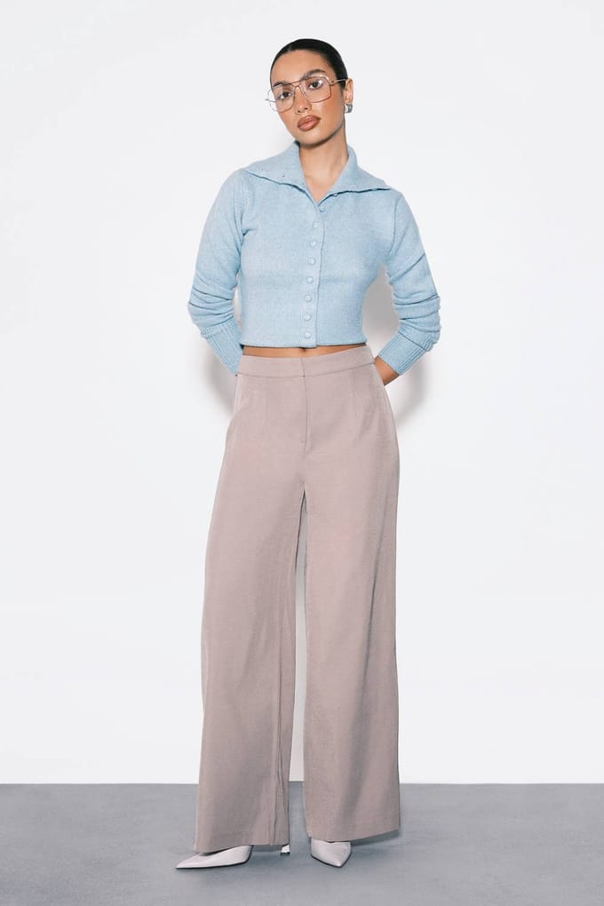 boohoo Dames Superzachte geborstelde gebreide buttoncardigan | Blue | Maat: Large