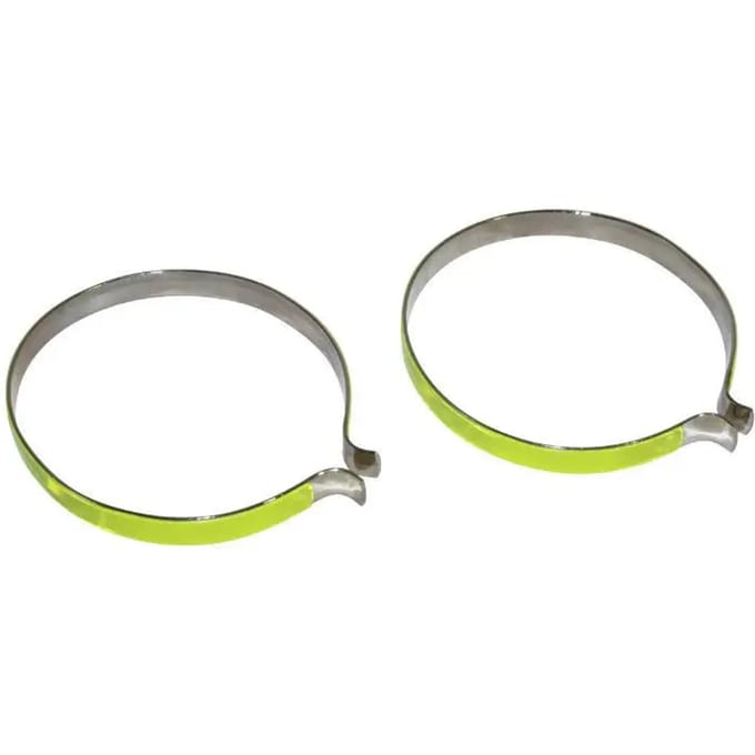 Paar chroomstalen broekklemmen met reflecterend band P2R