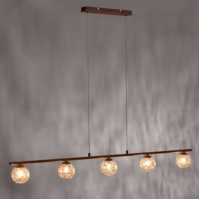 Paul Neuhaus hanglamp Greta, 132 cm, 5-lamps, metaal, G9