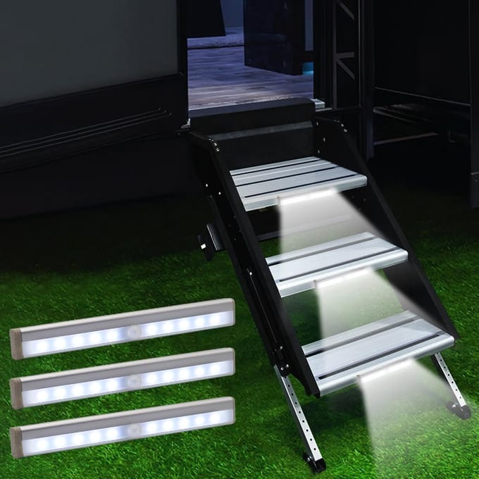 3-Pack Bewegingssensor RV Trapverlichting - Draadloze LED Nachtlichtstrip met Magneet