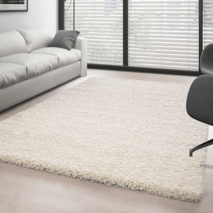 Hoogpolig vloerkleed, effen kleur: CRÈME 80 cm rond