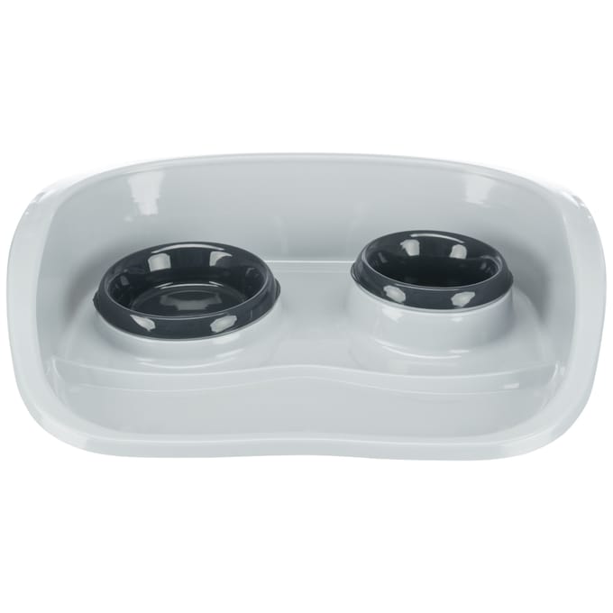 Trixie Bowl set plastic 0.25 l/ø 9 cm & 0.3 l/ø 11 cm/46 × 11 × 30 cm grey/bowls: various