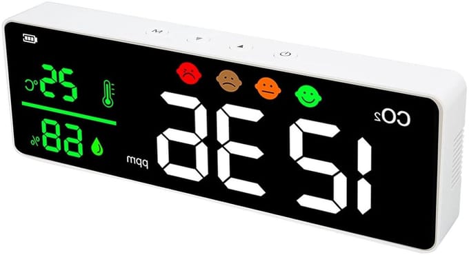 Luchtkwaliteitsmeter - CO2 meter - Binnenlucht Meten - Instelbaar Alarm - 2000 mAh Batterij - Wit