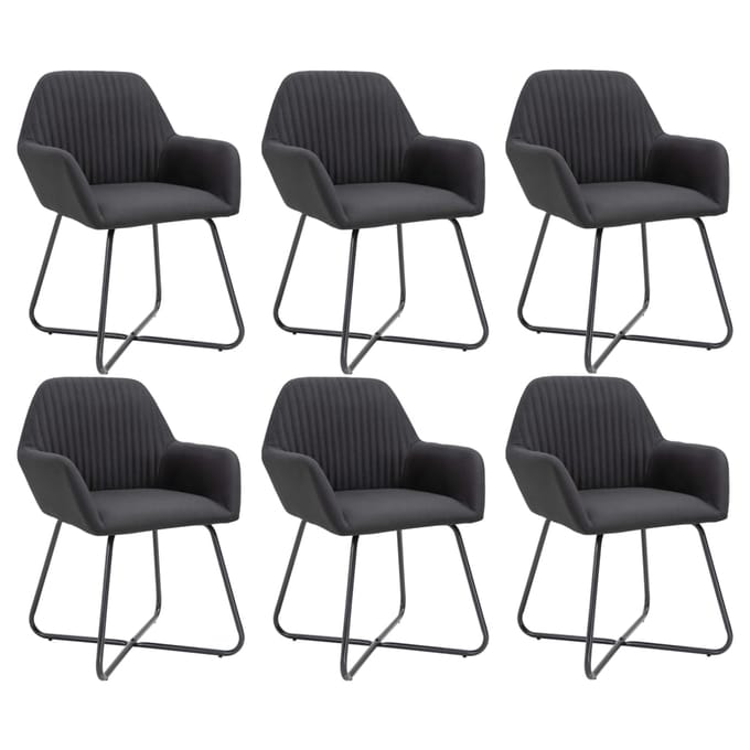 vidaXL - Eetkamerstoelen - 6 - st - stof - zwart