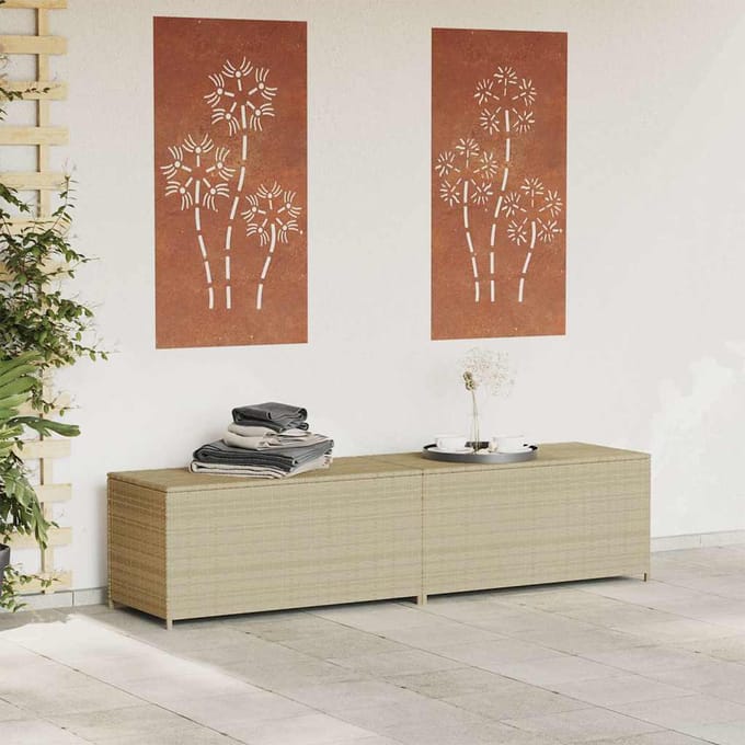 vidaXL - Tuinbox - met - wielen - 469 - L - poly - rattan - gemengd - beige