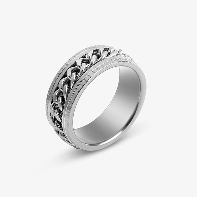 Fidget Spinner Mannen Ringen Angst Roterende Roestvrij Staal Ketting Multifunctioneel Anti Stress Ring Accessoires Mannen Ringen 12 white