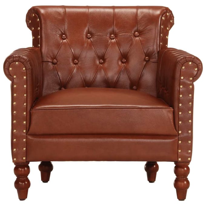 vidaXL - Fauteuil - echt - geitenleer - bruin